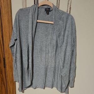 Worthington Light Gray Open-Front Draped Cardigan